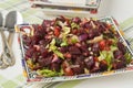 Modern designed dish with Moroccan beet salad