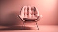 Modern designer armchair stands againempty wall in pink colors. Stylish minimalist interior. Generative AI Royalty Free Stock Photo