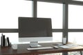 Modern designer desktop with empty computer