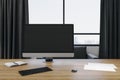 Modern designer desktop with empty computer screen