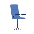 Modern desk chair with soft seat, padded armrests. Office interior mid-back swivel armchair design with leather backrest