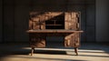 Exquisite Wooden Block Desk With Intricate Details In Layered Textures