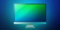 Modern Desktop with Blue Gradient Background and Abstract Green Display Royalty Free Stock Photo