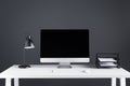 modern desktop computer with blank screen, keyboard and computer mouse Royalty Free Stock Photo
