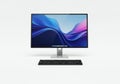 Modern desktop computer with colorful wallpaper on white background Royalty Free Stock Photo
