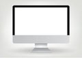 Modern desktop computer screen with blank display on a gray back Royalty Free Stock Photo