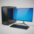 Modern desktop computer setup with blue screen Royalty Free Stock Photo