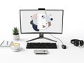 Modern desktop computer setup isolated on white background Royalty Free Stock Photo