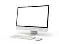Modern desktop computer setup isolated on white background Royalty Free Stock Photo