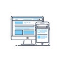 Modern desktop computer and smartphone displaying a responsive website design Royalty Free Stock Photo