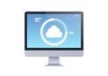 Modern desktop monitor internet connection cloud computer synchronization screen digital network technology concept