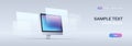 Modern desktop monitor workstation blank computer display digital technology concept gray background horizontal banner