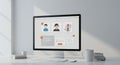 A modern desktop setup with a large computer monitor displaying an interface Royalty Free Stock Photo