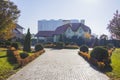 Modern detached family houses at street Royalty Free Stock Photo