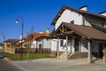 Modern detached family houses at street Royalty Free Stock Photo