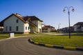 Modern detached family houses at street Royalty Free Stock Photo