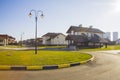 Modern detached family houses at street Royalty Free Stock Photo