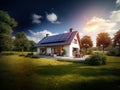 Modern detached house in the countryside with solar panels installed Royalty Free Stock Photo