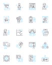 Modern developments linear icons set. Technology, Innovation, Progress, Advancement, Digitalization, AI, Robotics line Royalty Free Stock Photo