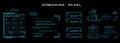 Modern dialog HUD interface. Streaming panel. Streaming screen. Information boards and blocks with a frame for online communicati