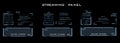 Modern dialog HUD interface. Streaming panel. Streaming screen. Information boards and blocks with a frame for online communicati