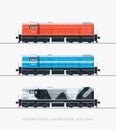 Modern diesel locomotives. Side view Royalty Free Stock Photo