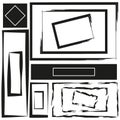 Modern different rectangles. Line art. Brush texture. Vector illustration.