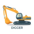 Modern digger with round cabbint and huge ladle