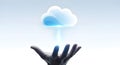 Hand Catching Glowing Cloud Arrow â Cloud Computing and Data Transfer Concept Royalty Free Stock Photo