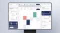 Modern digital dashboard interface displaying project management tasks and data analytics on a screen Royalty Free Stock Photo