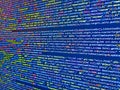 Modern digital data bits of technology, abstract background on monitor. Monitor closeup of function source code. Abstract computer Royalty Free Stock Photo