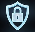 Modern digital data shield antivirus 3D rendering Royalty Free Stock Photo