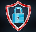 Modern digital data shield antivirus 3D rendering Royalty Free Stock Photo