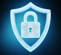 Modern digital data shield antivirus 3D rendering Royalty Free Stock Photo
