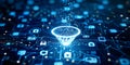Modern digital data technology concept with a symbolic funnel process illustration. Concept Digital Royalty Free Stock Photo