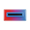 Modern digital device interface slot with a gradient blue to red glossy finish Royalty Free Stock Photo