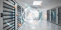 Graph holograms flying over server room data center 3D rendering Royalty Free Stock Photo