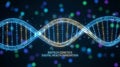 Modern digital illustration of DNA helix with binary code representing biotech genetics innovation Royalty Free Stock Photo