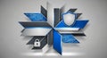Modern digital shield with circuit board pattern and padlock symbolizing cybersecurity and data protection Royalty Free Stock Photo