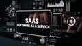 Modern Digital Interface Displaying SaaS Software as a Service Concept with Data Visualizations and User Interaction Royalty Free Stock Photo