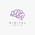Modern Digital link brain logo icon vector template Royalty Free Stock Photo