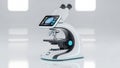A modern digital microscope with a touchscreen display in a laboratory setting Royalty Free Stock Photo