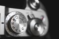 Modern digital mirrorless exposure controls on the top plate of a camera Royalty Free Stock Photo