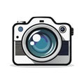 Modern Digital Photo Camera Icon Illustration with Large Lens and Shadow Royalty Free Stock Photo