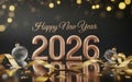 Modern Digital Render of the Year 2026 with Decorative Fairy Lights Royalty Free Stock Photo