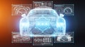 Modern digital smart car interface 3D rendering Royalty Free Stock Photo