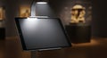 Digital Tablet Displaying Blank Screen Under Museum Light Royalty Free Stock Photo