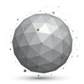 Modern digital technology ball, abstract unusual background, vector tech complicated 3d orb.