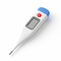 Digital Thermometer with Blue Cap and Red Button on a White Background medical health Royalty Free Stock Photo