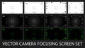 Modern digital video camera focusing screen with settings 12 in 1 pack. Royalty Free Stock Photo